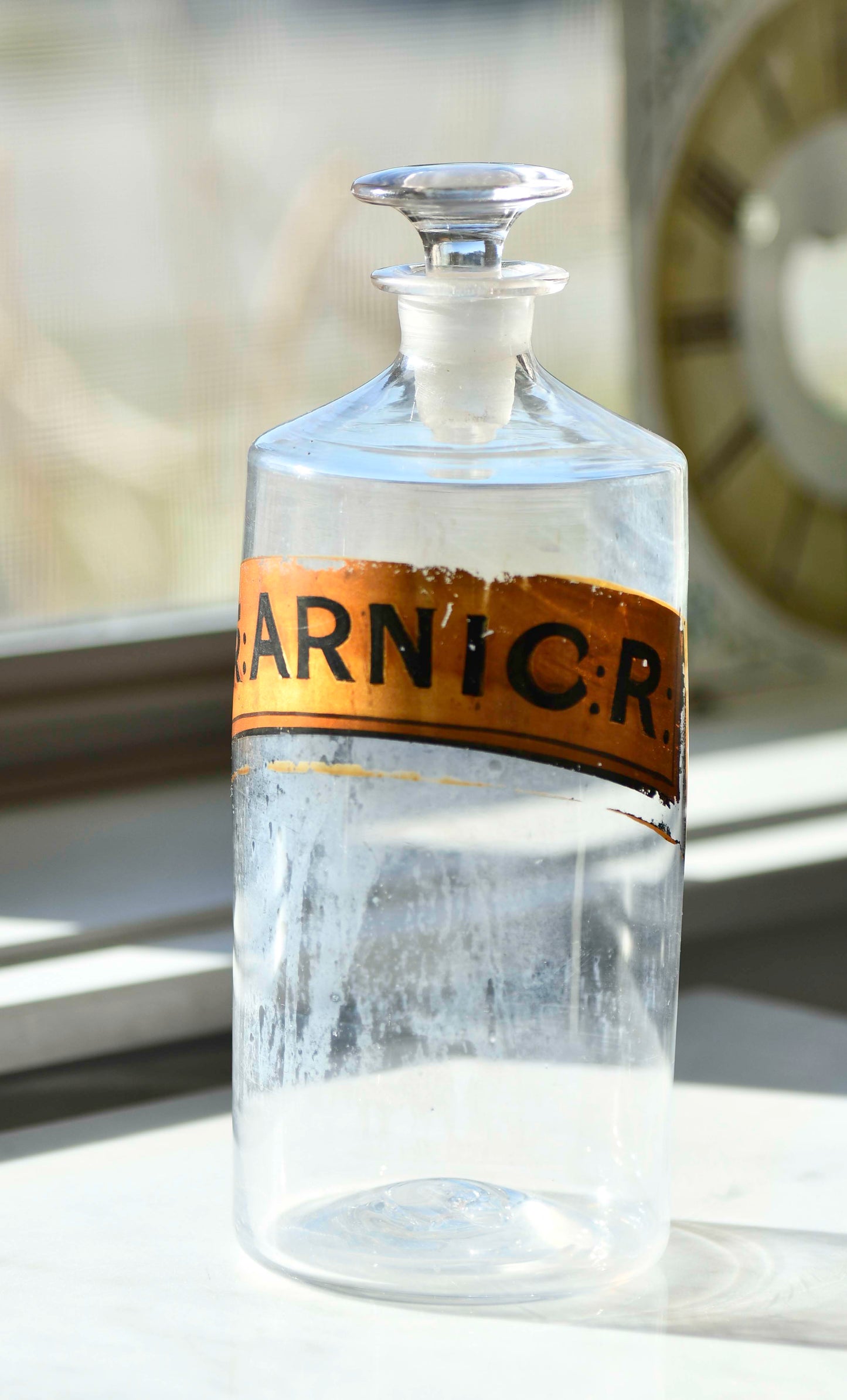 Vintage Glass Apothecary Jar with Label, 8"