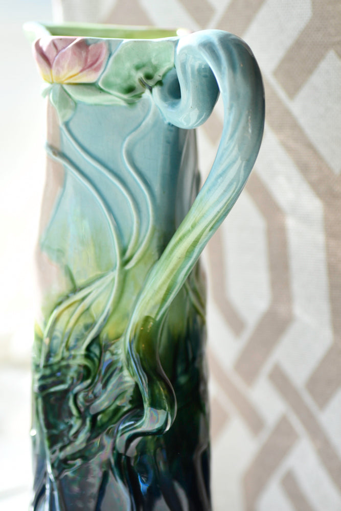 Art Nouveau Blue Decorative Vase or Ewer
