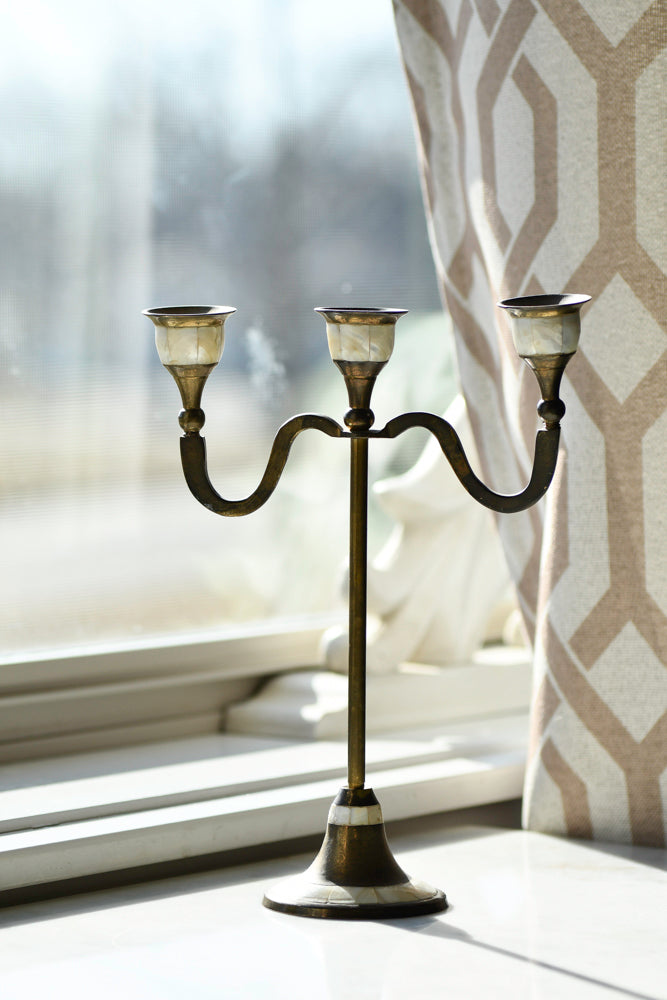 Antique Candelabra with Mother of Pearl