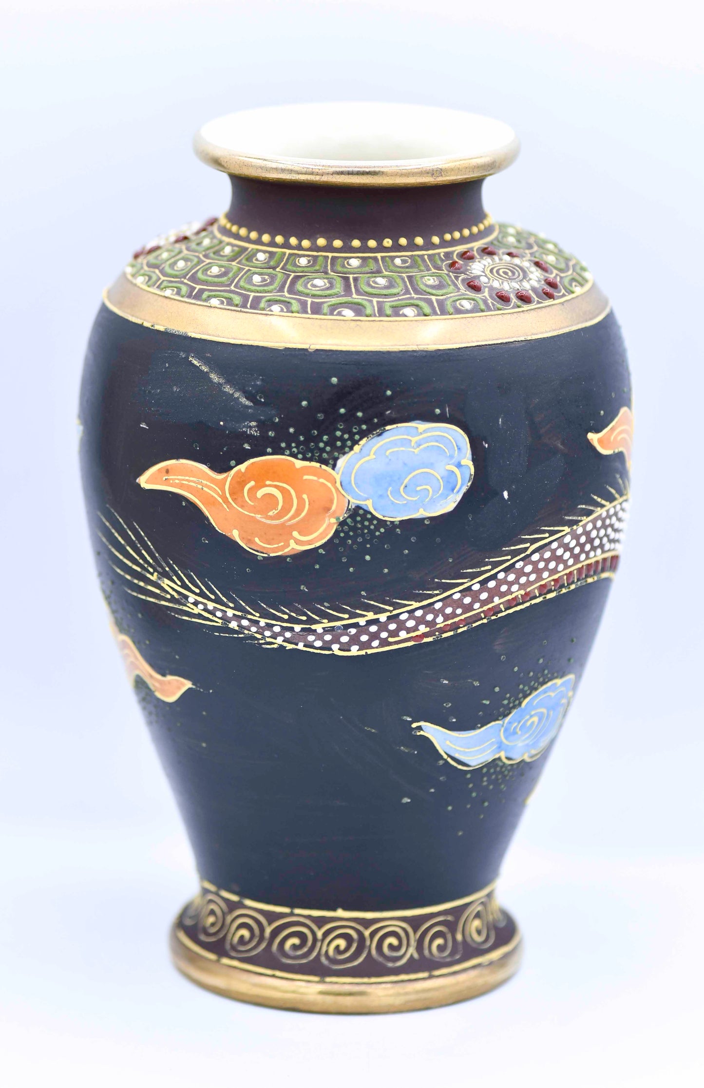 Satsuma Vintage Vase with Dragon, 7"