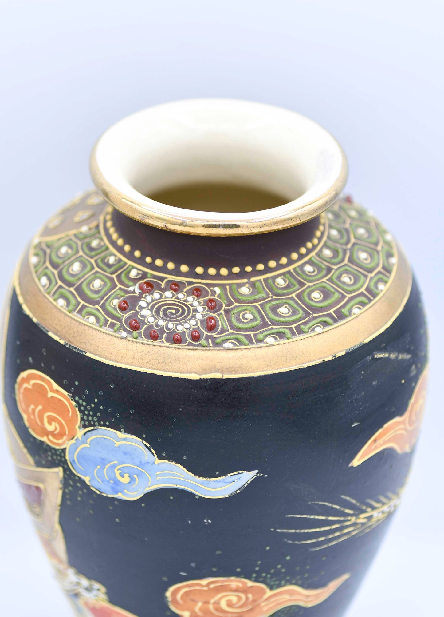 Satsuma Vintage Vase with Dragon, 7"