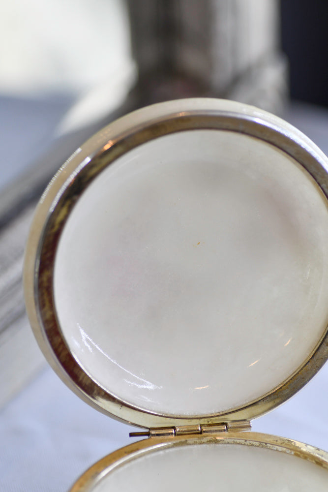 Vintage White Alabaster Jewelry Box, 4"