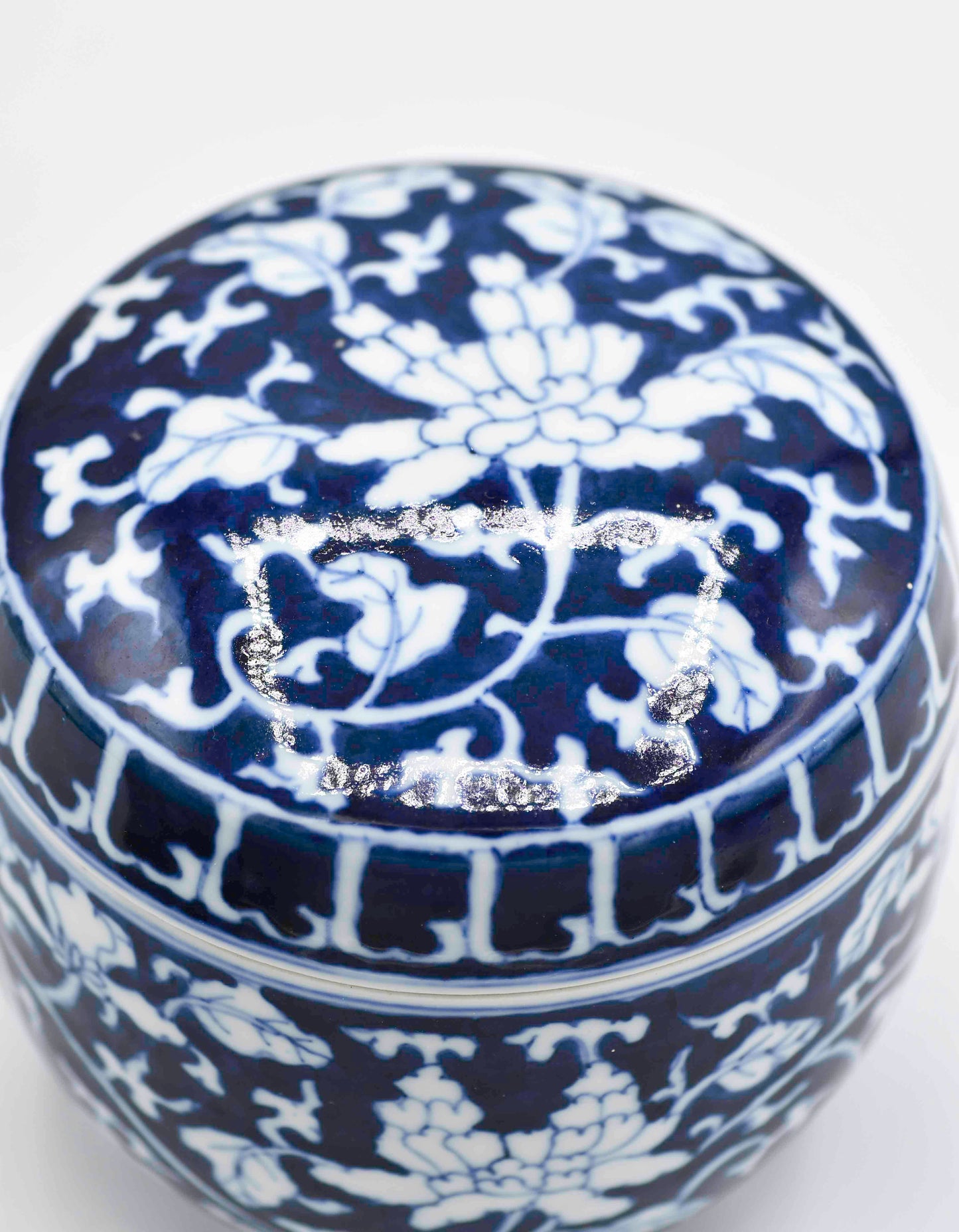 Cobalt Blue Lidded Porcelain Container, China