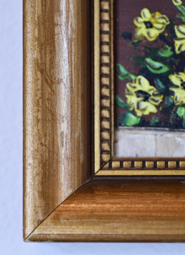 Small Floral Oil Painting with Yellow Flowers