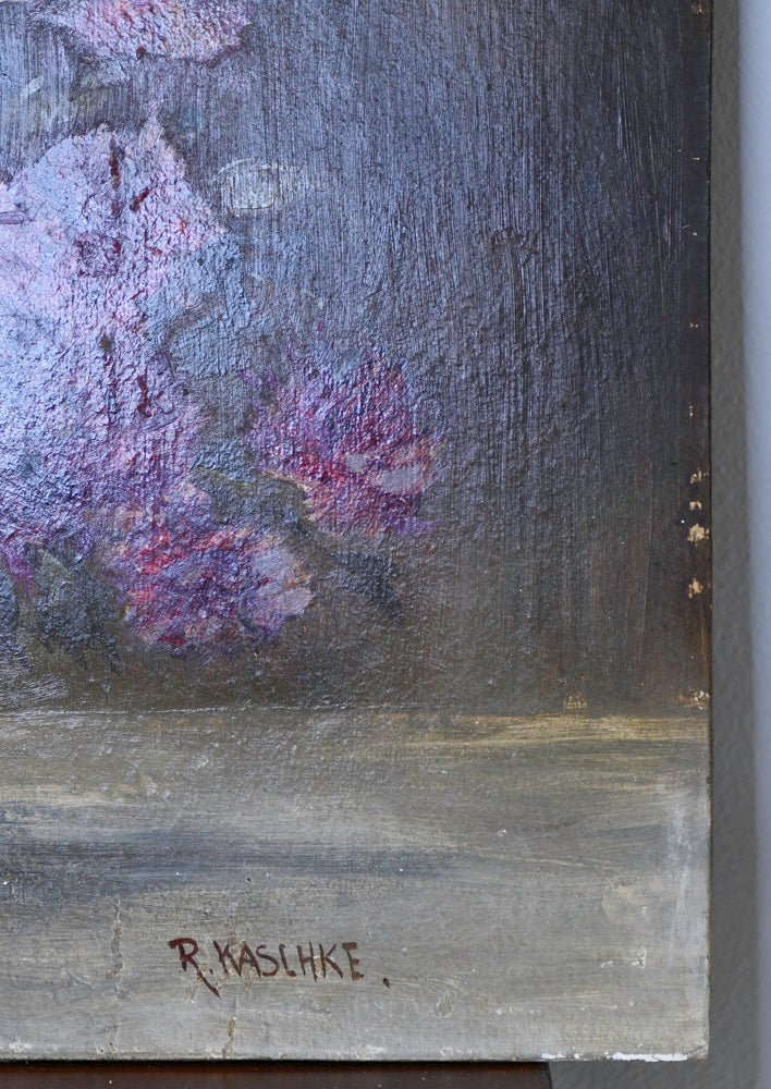 Purple Floral Still Life Vintage Painting, 24”