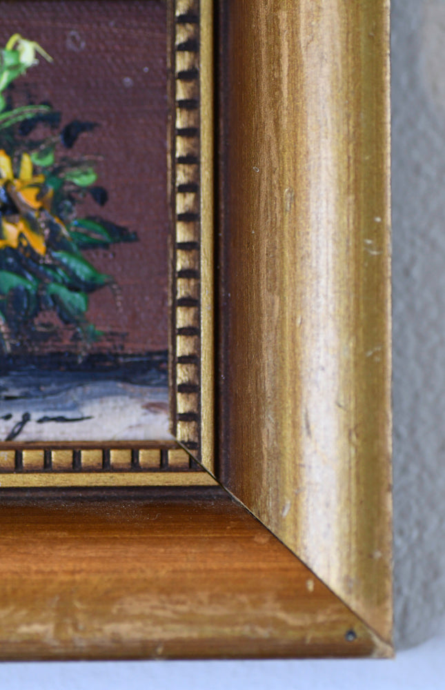 Small Floral Oil Painting with Yellow Flowers