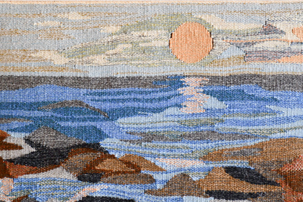 Vintage Wool Seascape Art, Sweden, 13"