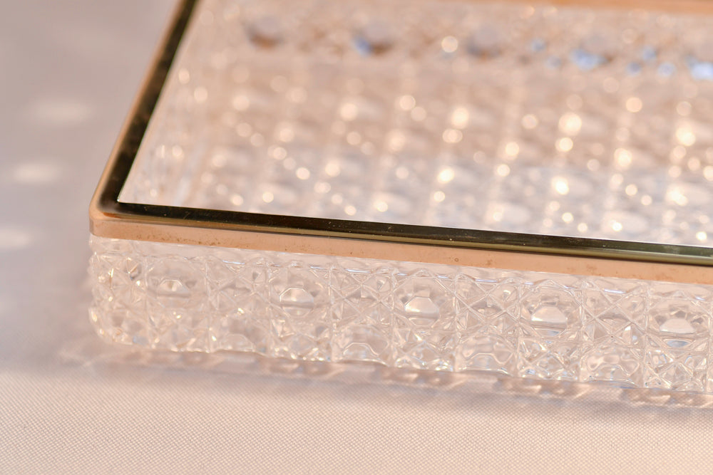 Vintage Crystal Dresser Jewelry Box, 7”
