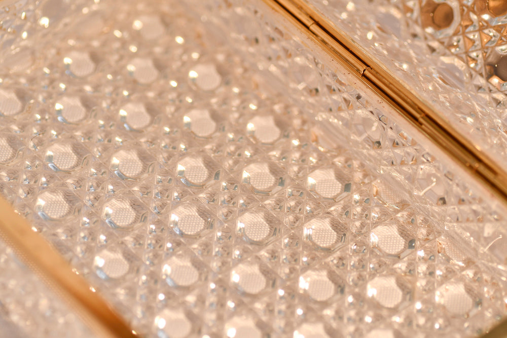 Vintage Crystal Dresser Jewelry Box, 7”