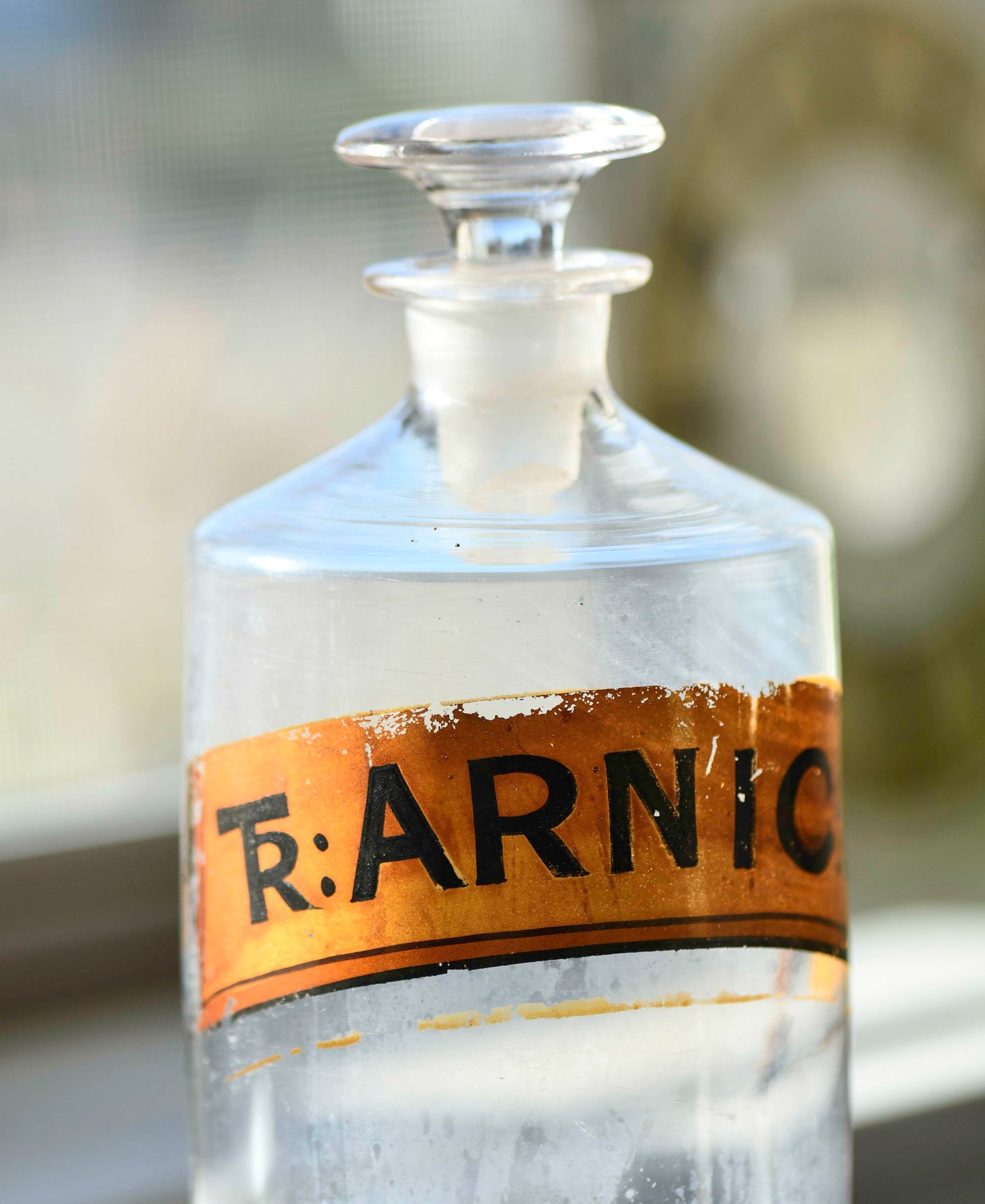 Vintage Glass Apothecary Jar with Label, 8"