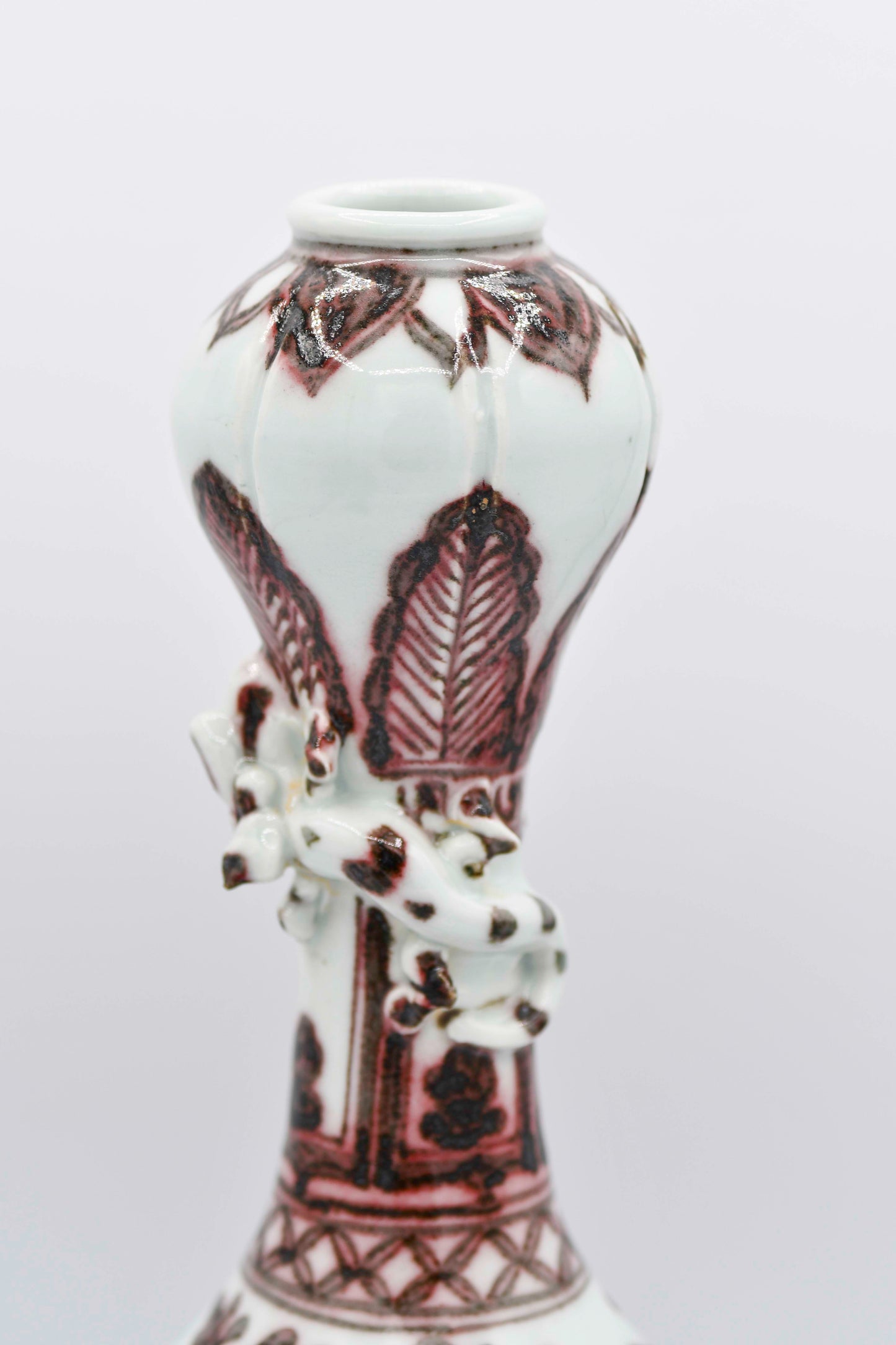 Red Underglaze Phoenix Vase, 12"