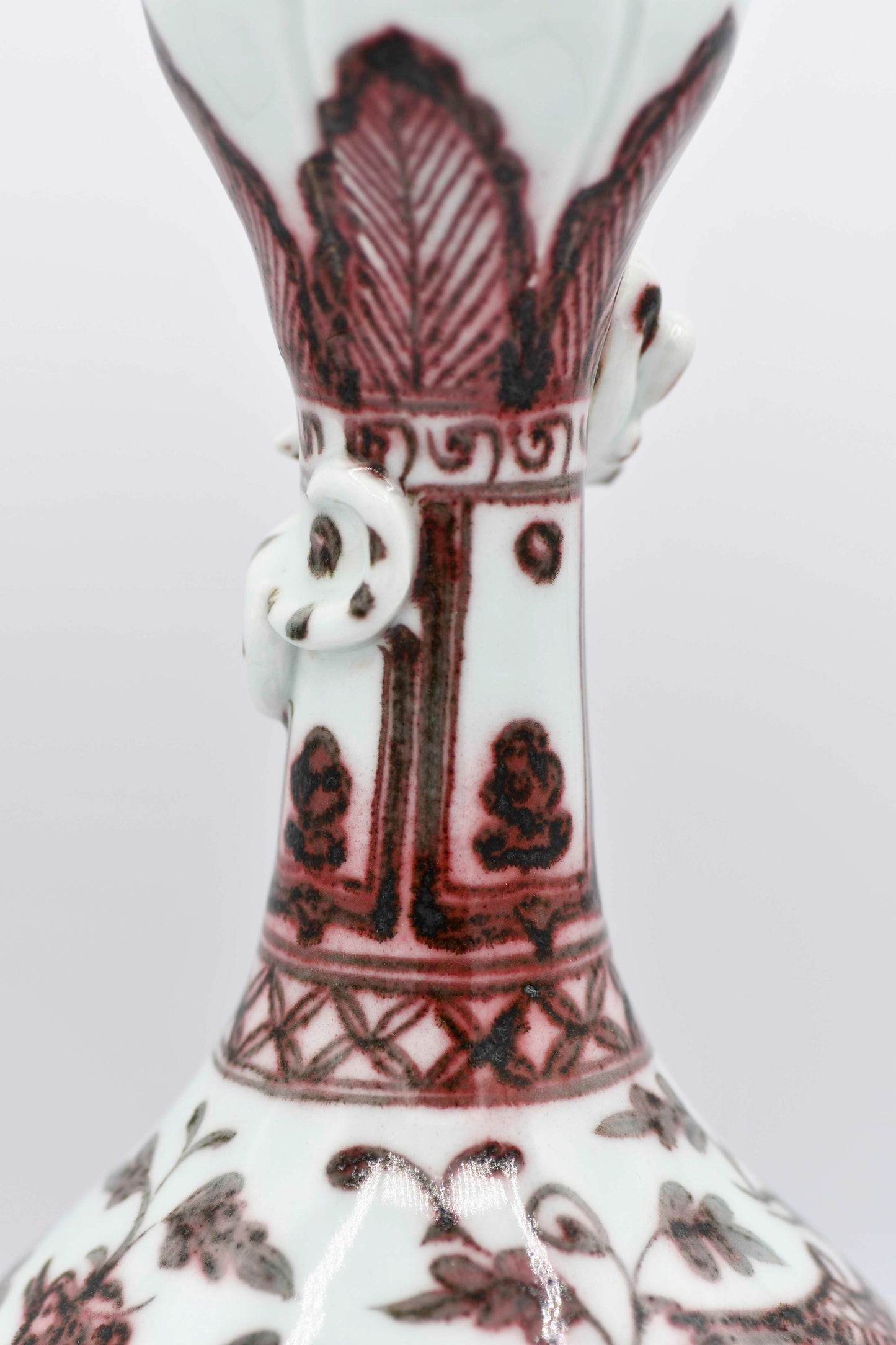 Red Underglaze Phoenix Vase, 12"