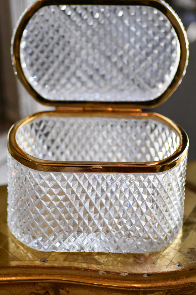 Vintage Crystal Dresser Jewelry Box