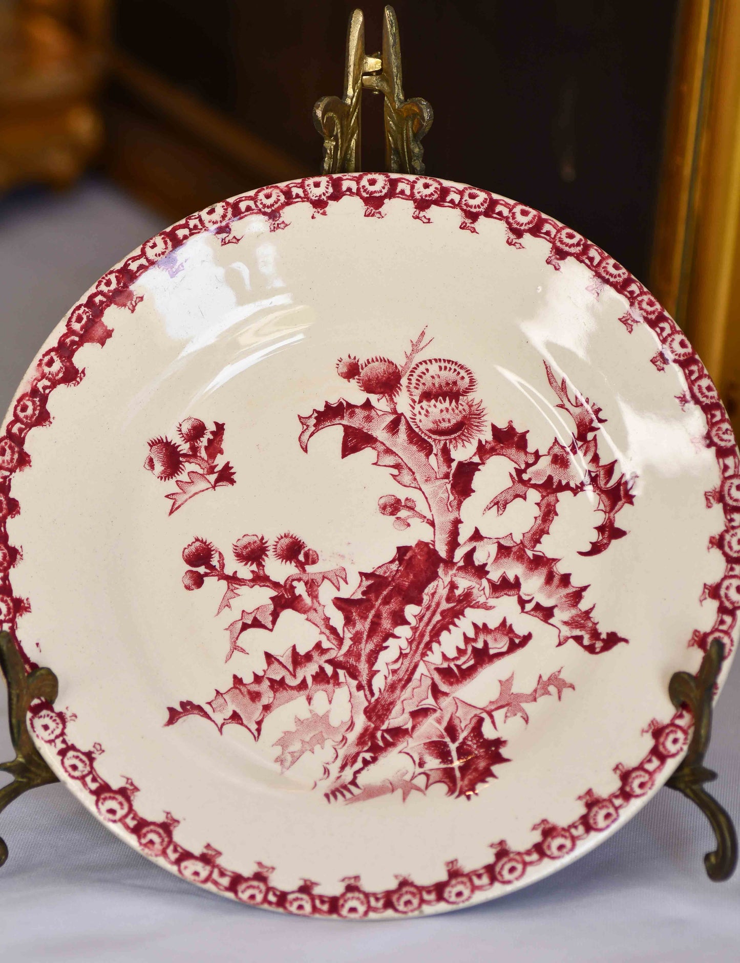 Chardons French Red Transferware Plate, 8”