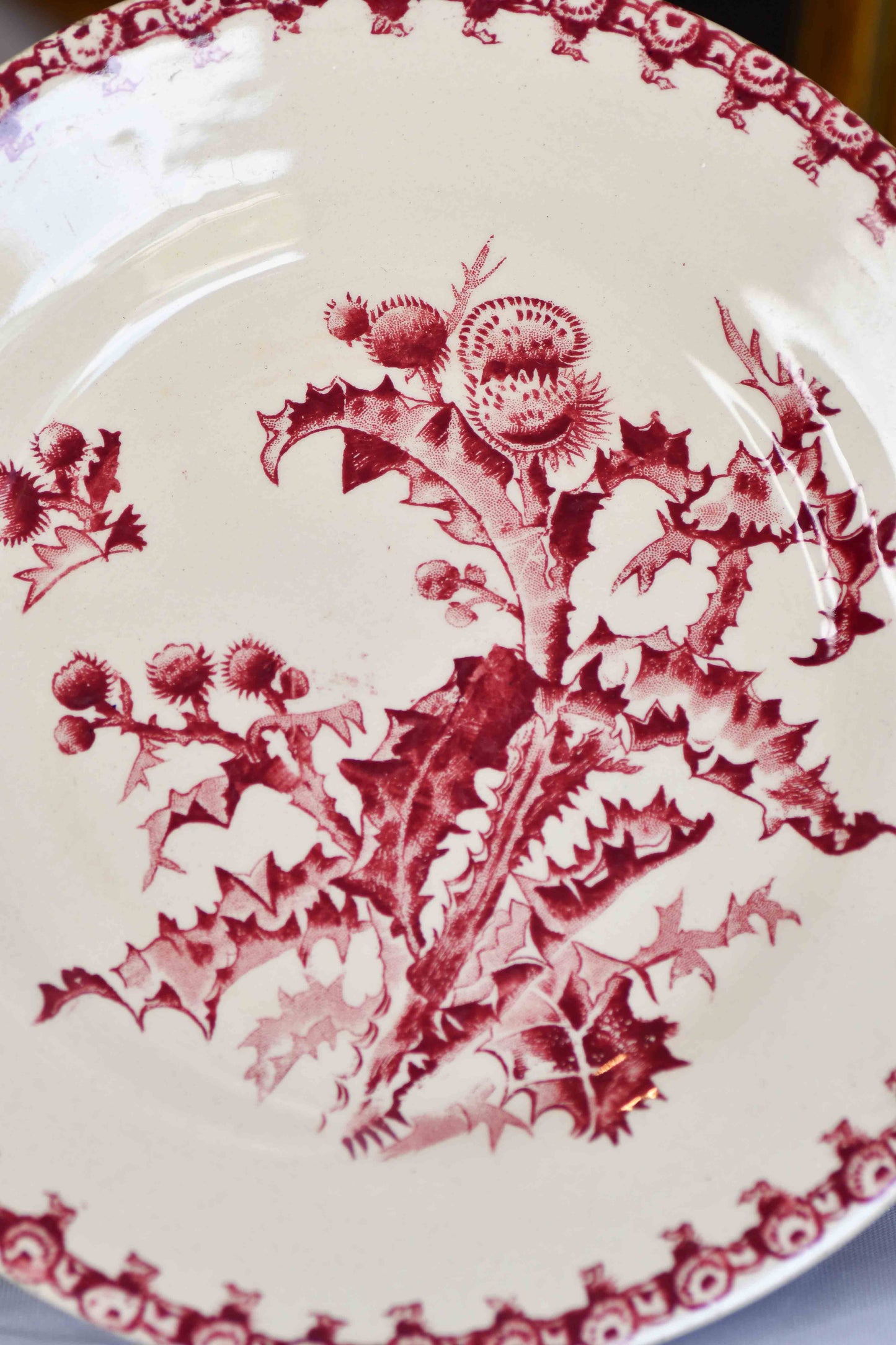 Chardons French Red Transferware Plate, 8”