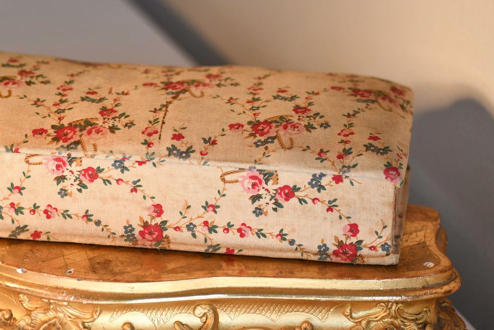 Vintage French Textile Dresser Box, 13.75"