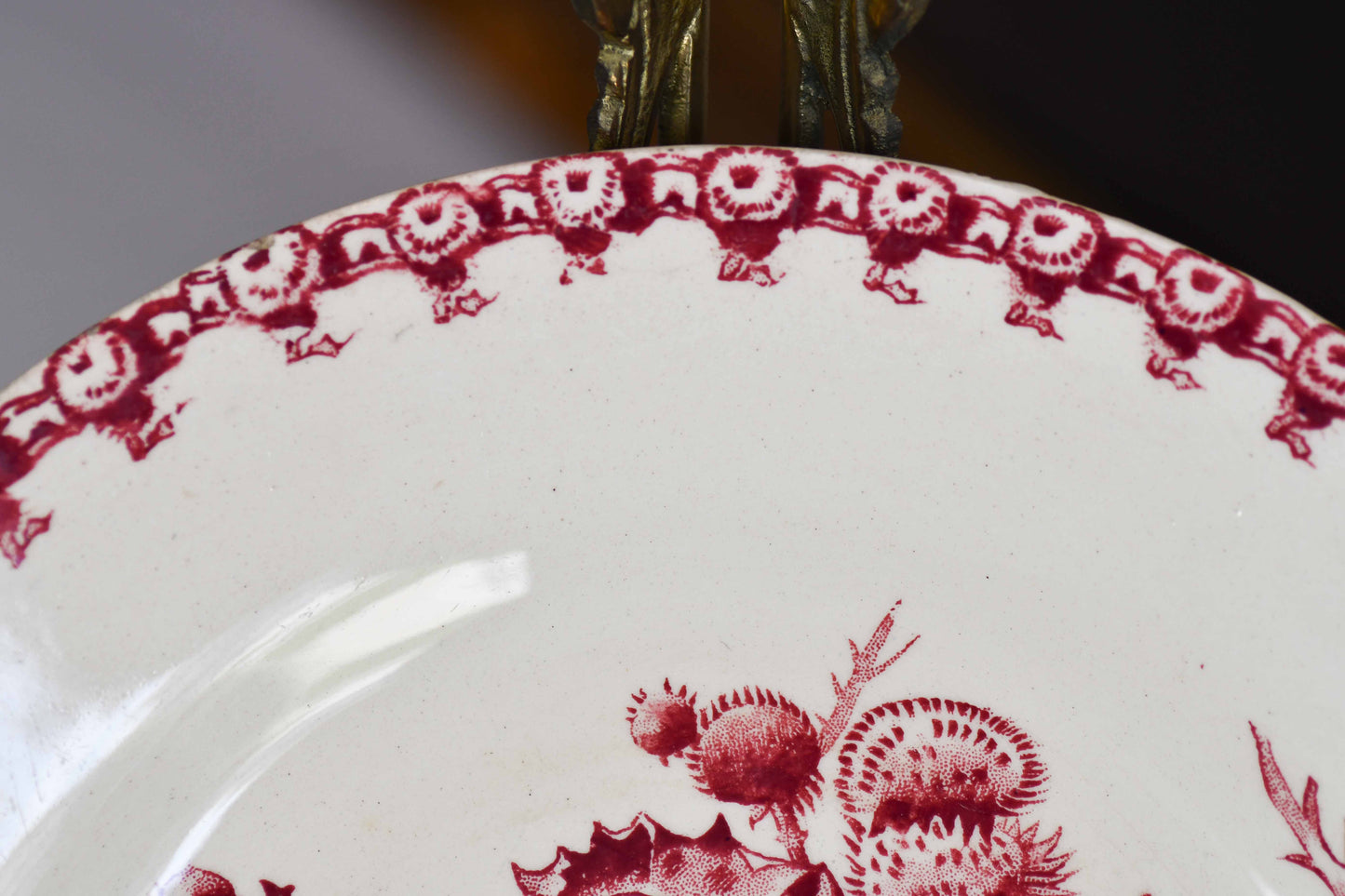 Chardons French Red Transferware Plate, 8”