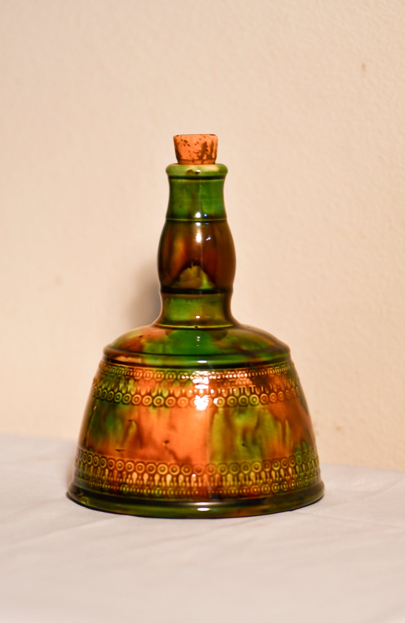 Vintage Majolica Green Glazed Jug