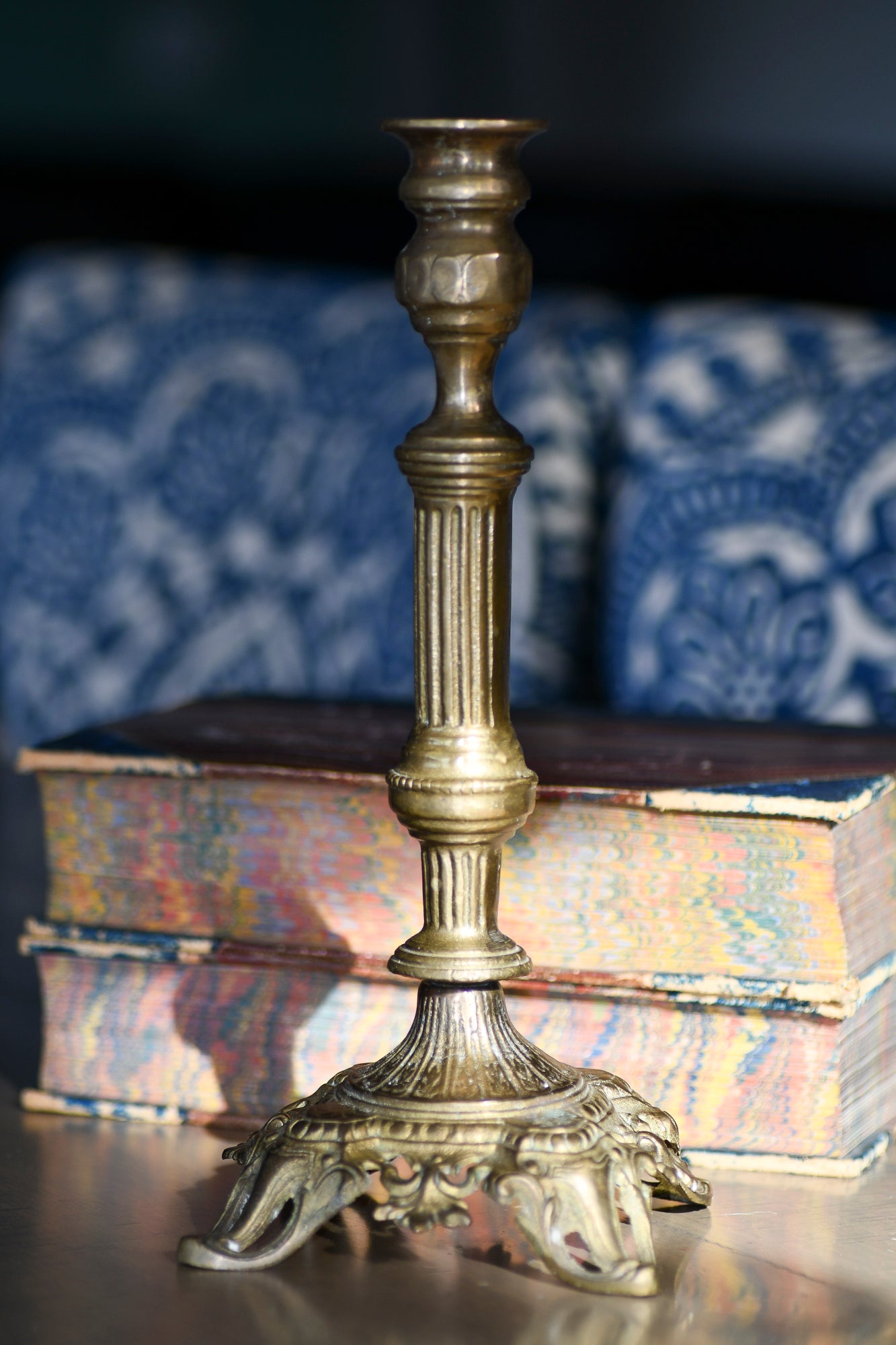 Antique Ornate Candlestick, 11"