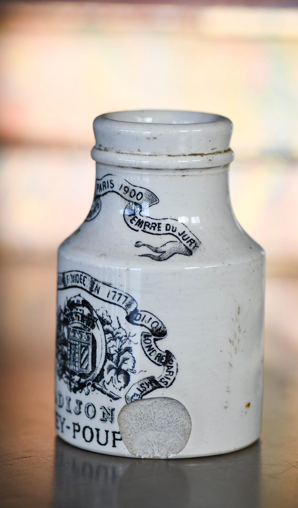 French Dijon Grey Poupon Jar, French Mustard Pot