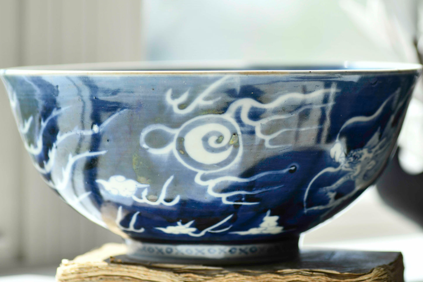 Cobalt Blue Dragon Serving Bowl, 9"