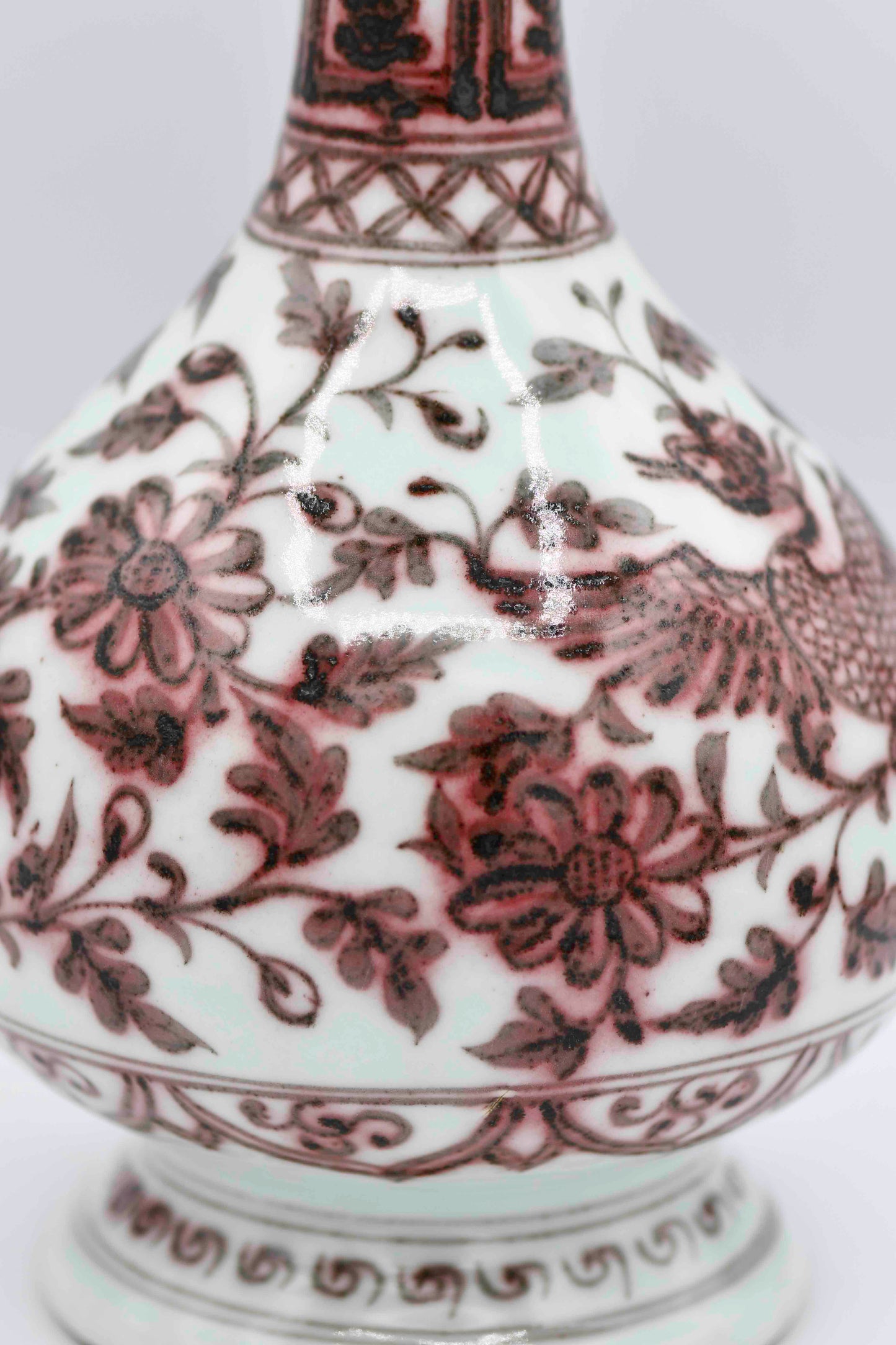Red Underglaze Phoenix Vase, 12"