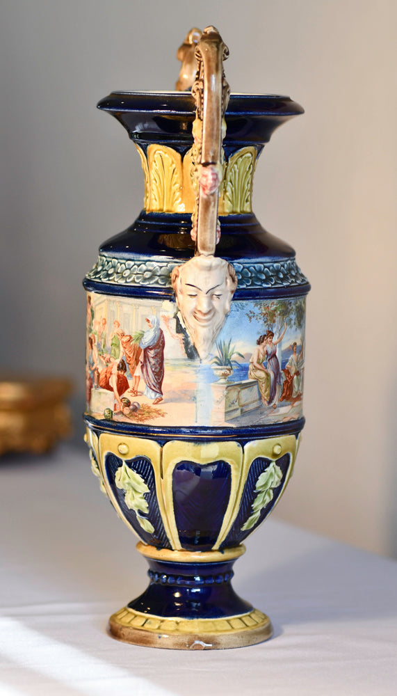 European Majolica Vase or Urn, Renaissance Model
