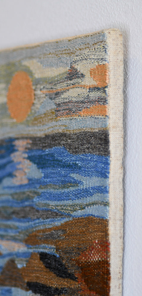 Vintage Wool Seascape Art, Sweden, 13"