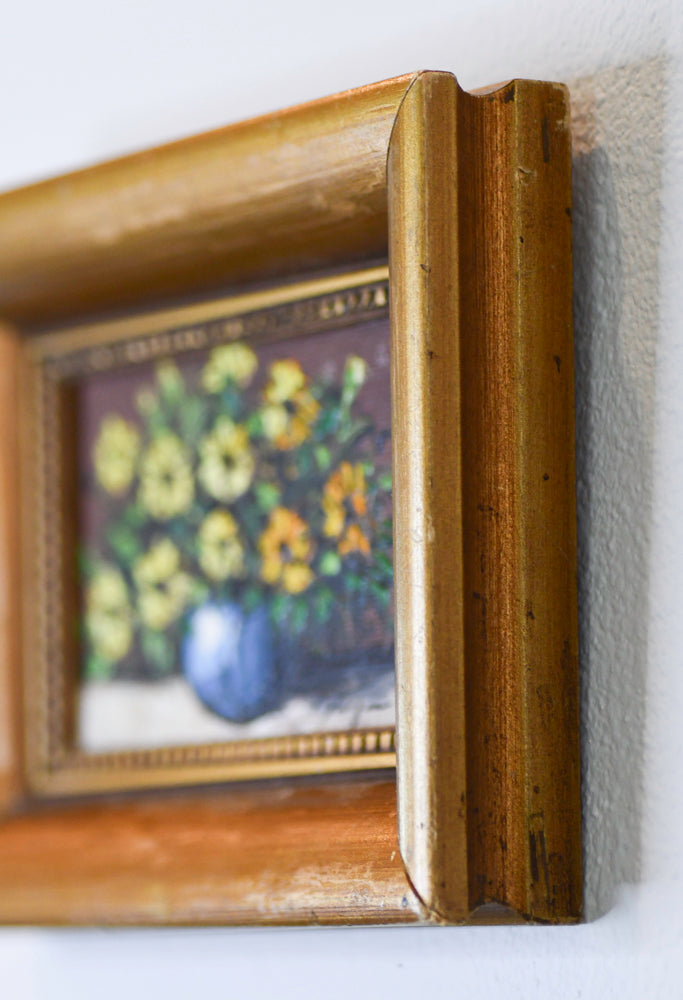 Small Floral Oil Painting with Yellow Flowers