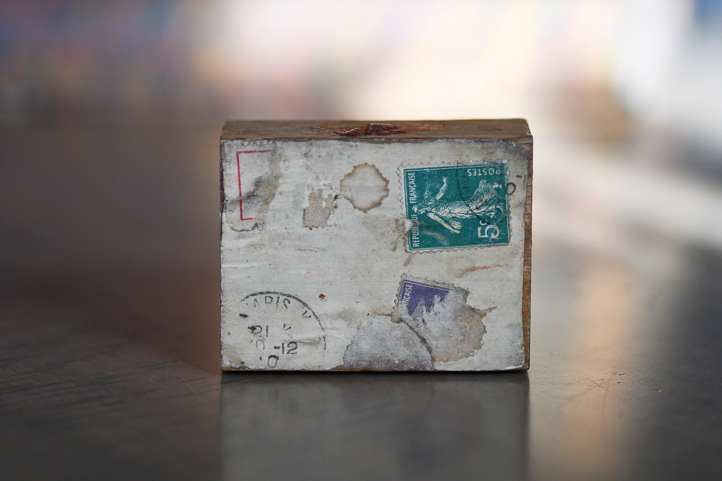 French Wooden Postal Box with Slider