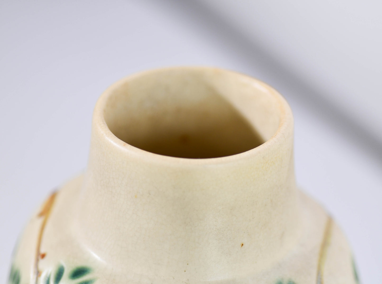 Roseville Beige Rose Vase, Vintage Velmoss Floral Vase, 8"