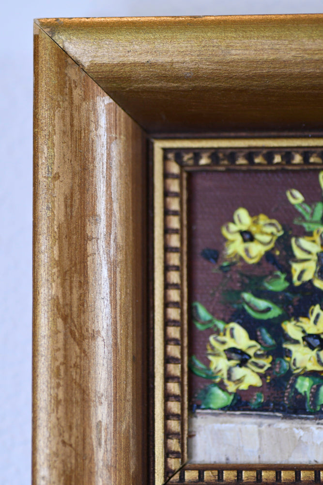 Small Floral Oil Painting with Yellow Flowers