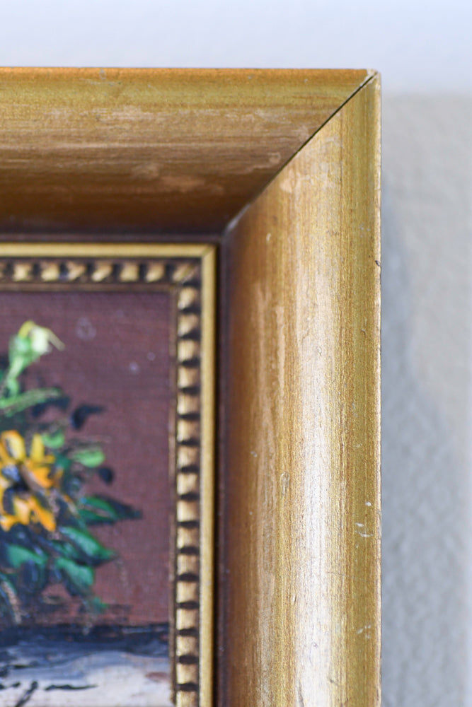 Small Floral Oil Painting with Yellow Flowers
