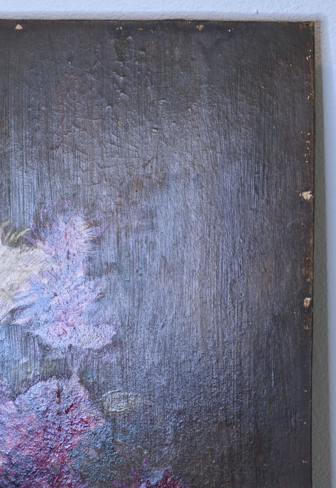 Purple Floral Still Life Vintage Painting, 24”