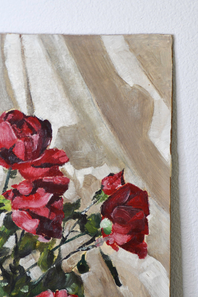 Red Rose Bouquet Still Life Painting, 18"