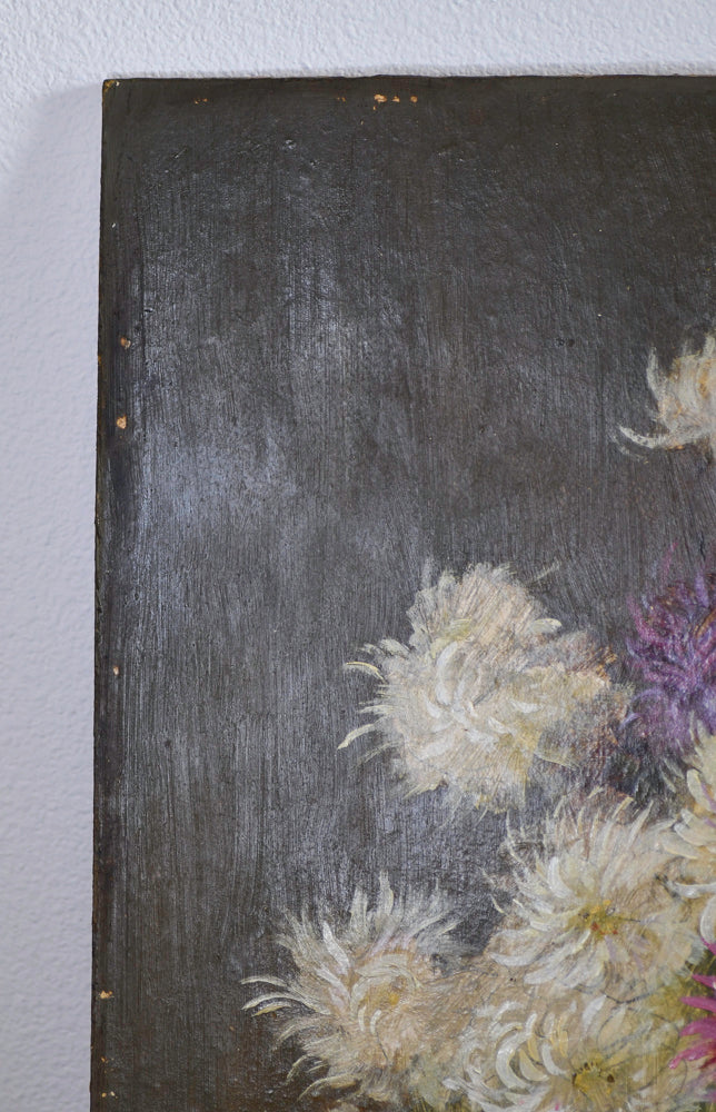 Purple Floral Still Life Vintage Painting, 24”