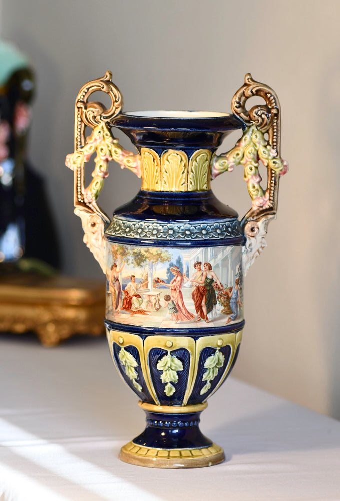 European Majolica Vase or Urn, Renaissance Model