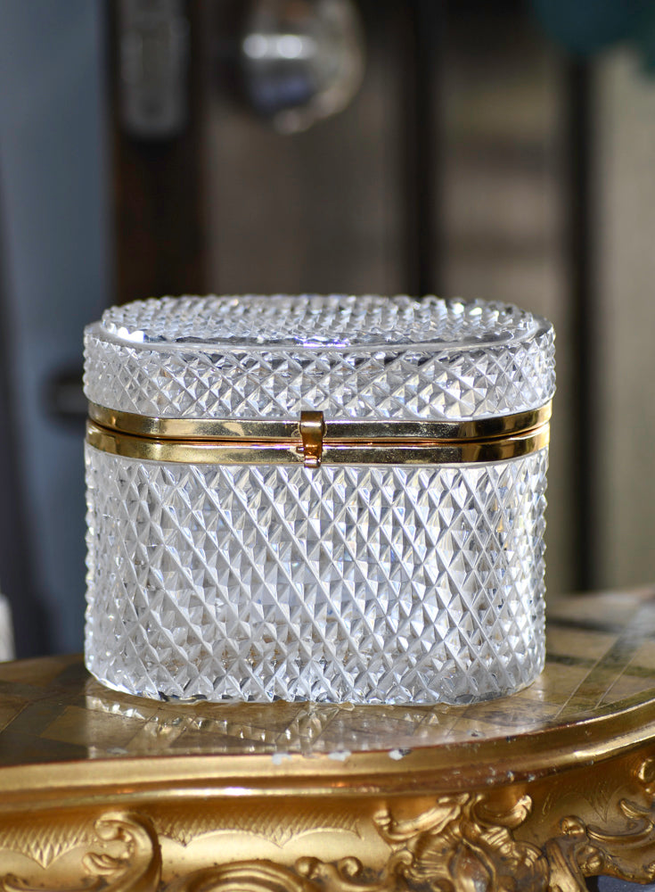Vintage Crystal Dresser Jewelry Box