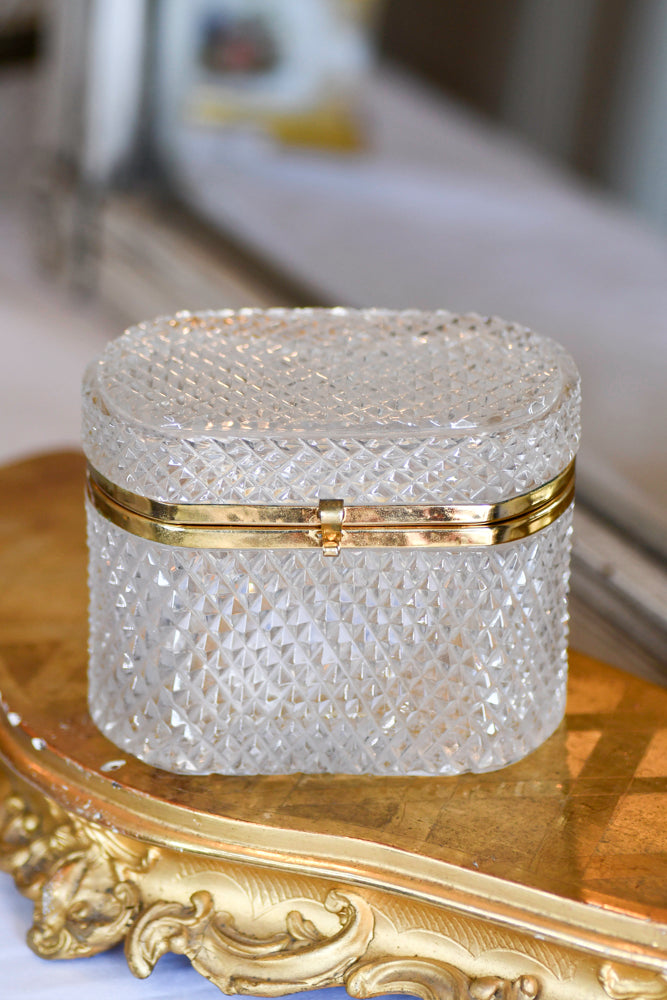 Vintage Crystal Dresser Jewelry Box