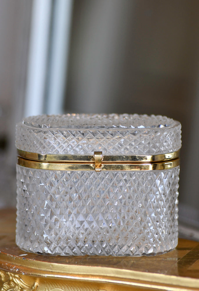 Vintage Crystal Dresser Jewelry Box