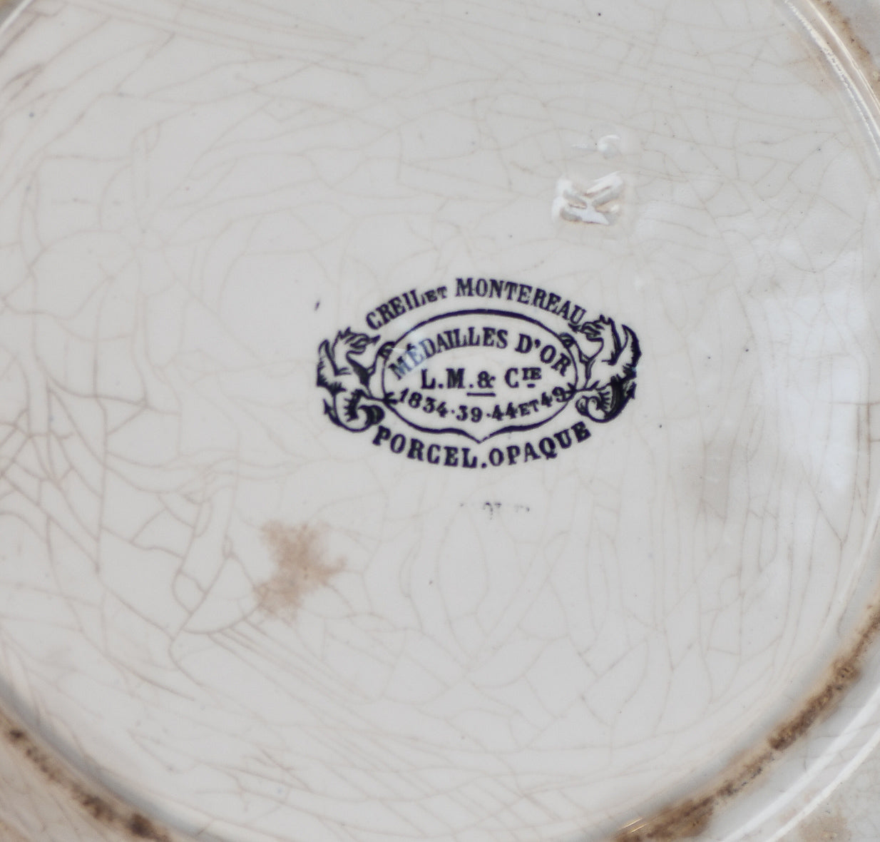 19th Century French Faience Black and White Whimsical Plate