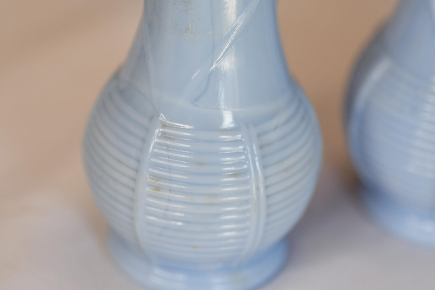 Periwinkle Blue Delfite Glass Salt & Pepper Shakers