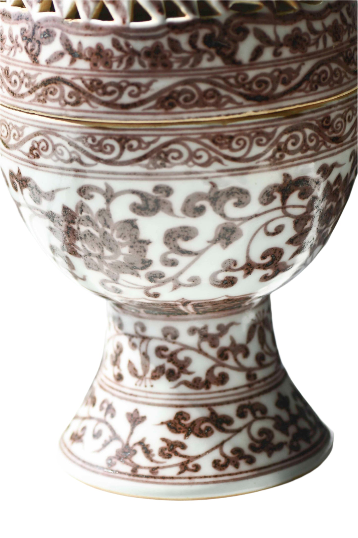 Red Underglaze Large Decorative Incense Burner, 15"