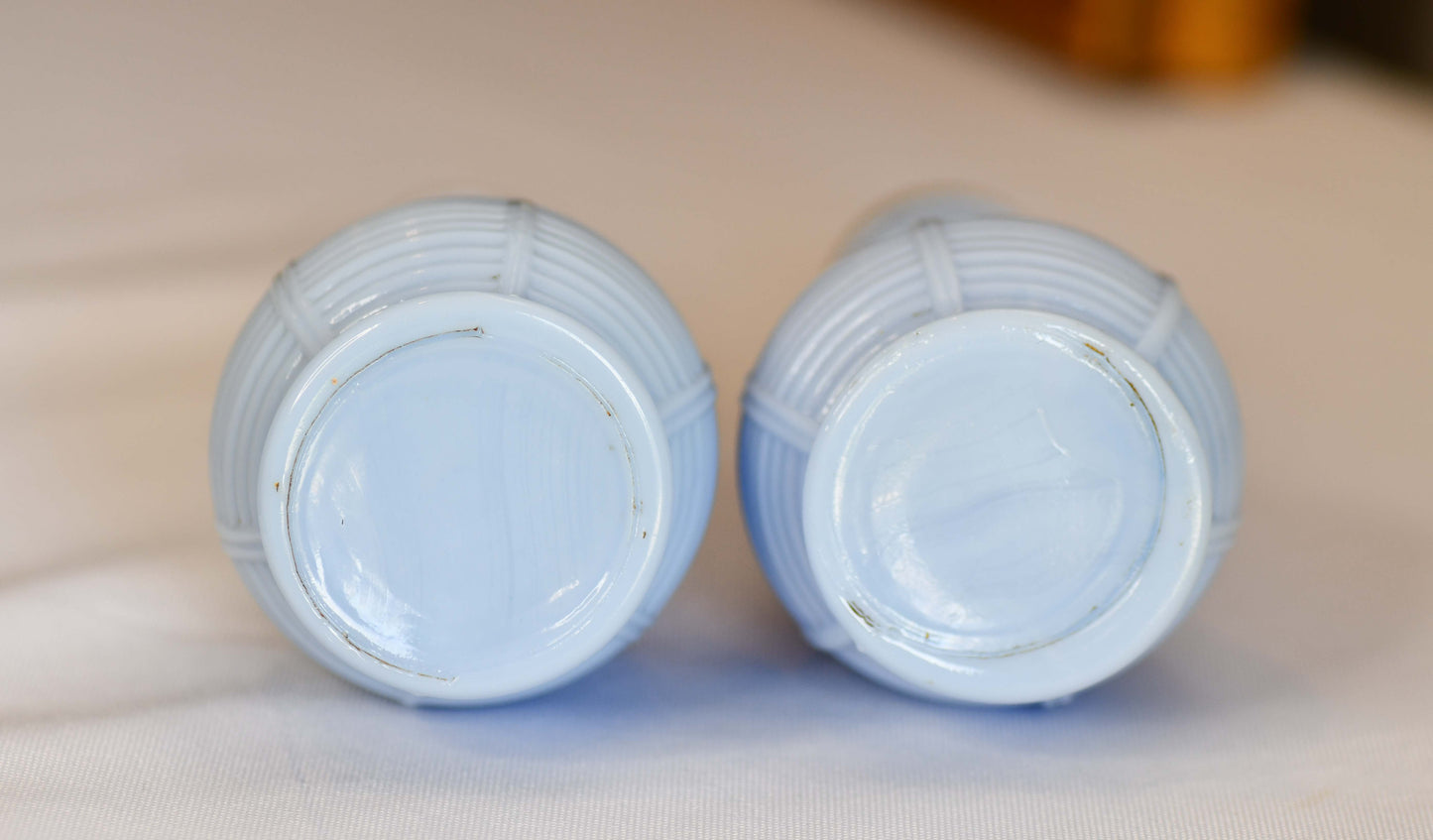 Periwinkle Blue Delfite Glass Salt & Pepper Shakers