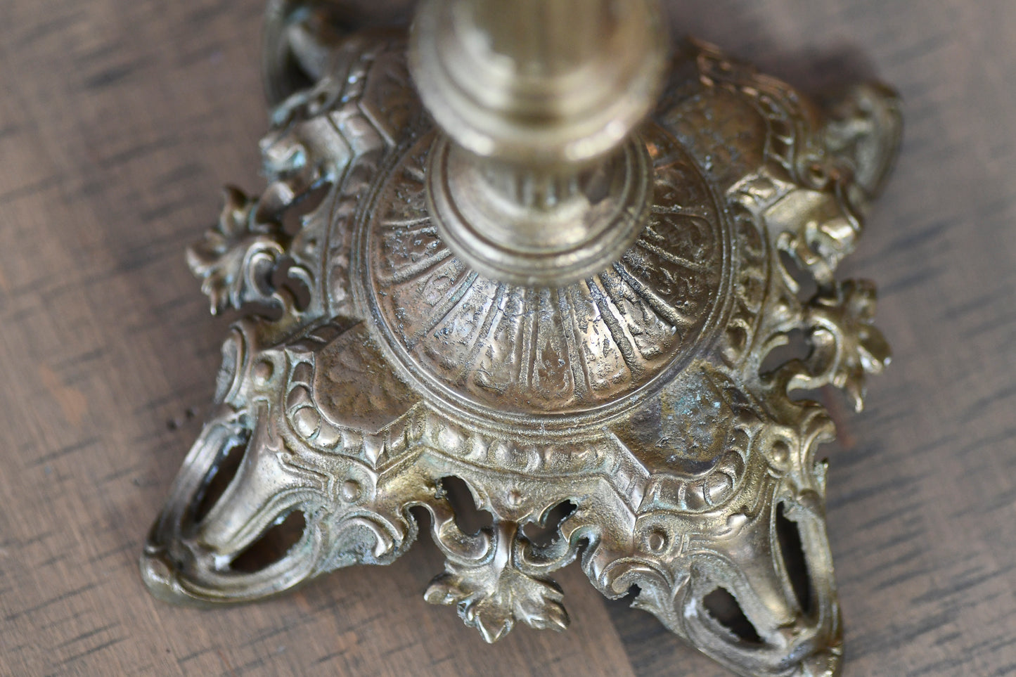 Antique Ornate Candlestick, 11"