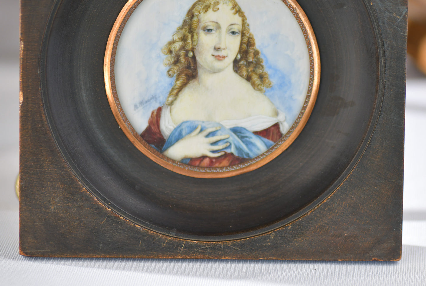 Louise de la Valliere, French Antique Miniature Portrait