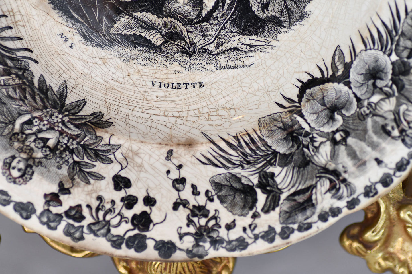 19th Century French Faience Black and White Whimsical Plate