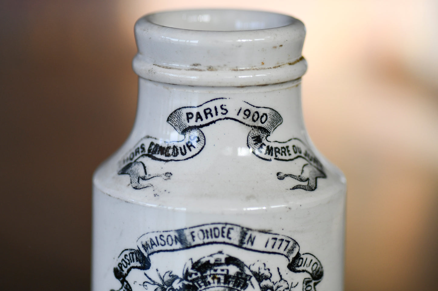 French Dijon Grey Poupon Jar, French Mustard Pot