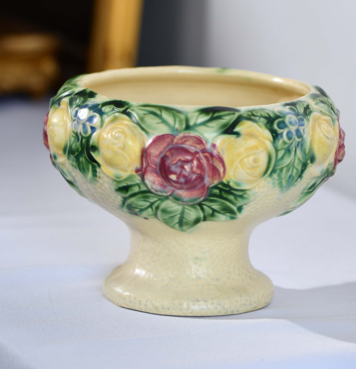 Roseville Rozane Floral Compote Vase, 5"