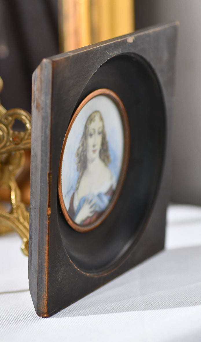 Louise de la Valliere, French Antique Miniature Portrait